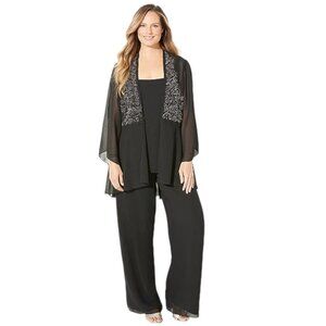 NEW Catherines Women's Plus Size Masquerade Beaded Pant Set Color Black Plus Siz
